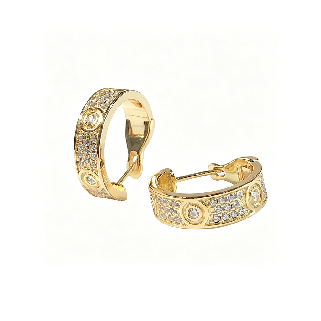 [Eterna Jewels]LOVE 5.5MM DIAMOND PAVED EARRINGS