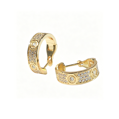 [Eterna Jewels]LOVE 5.5MM DIAMOND PAVED EARRINGS
