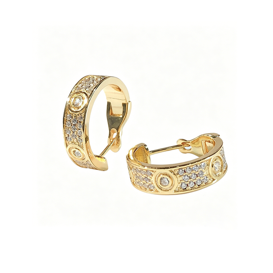 [Eterna Jewels]LOVE 5.5MM DIAMOND PAVED EARRINGS