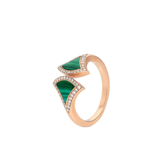 [Eterna Jewels]TRAUM MALACHIT DIAMANT OFFENER RING
