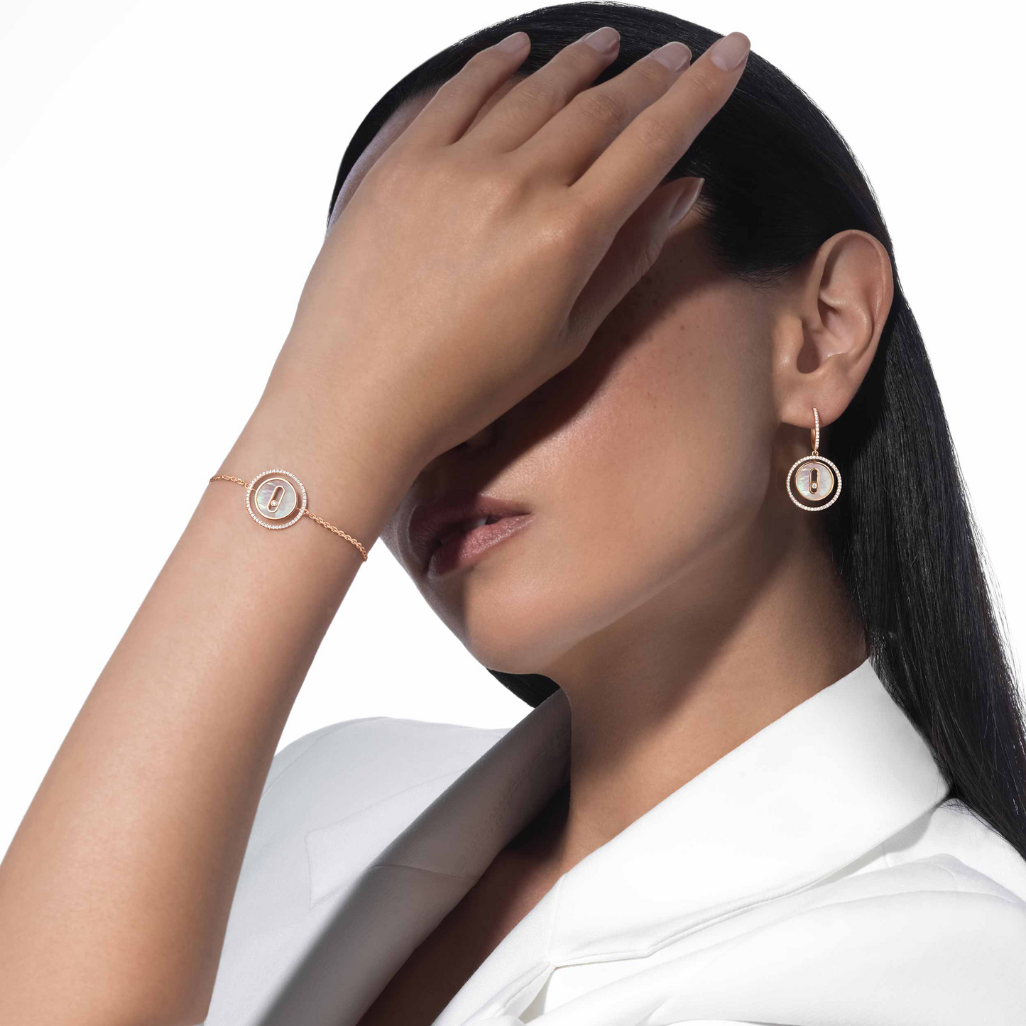 [Eterna Jewels]LUCKY MOVE WEISSES PERLMUTT ROSÉGOLD DIAMANTARMBAND