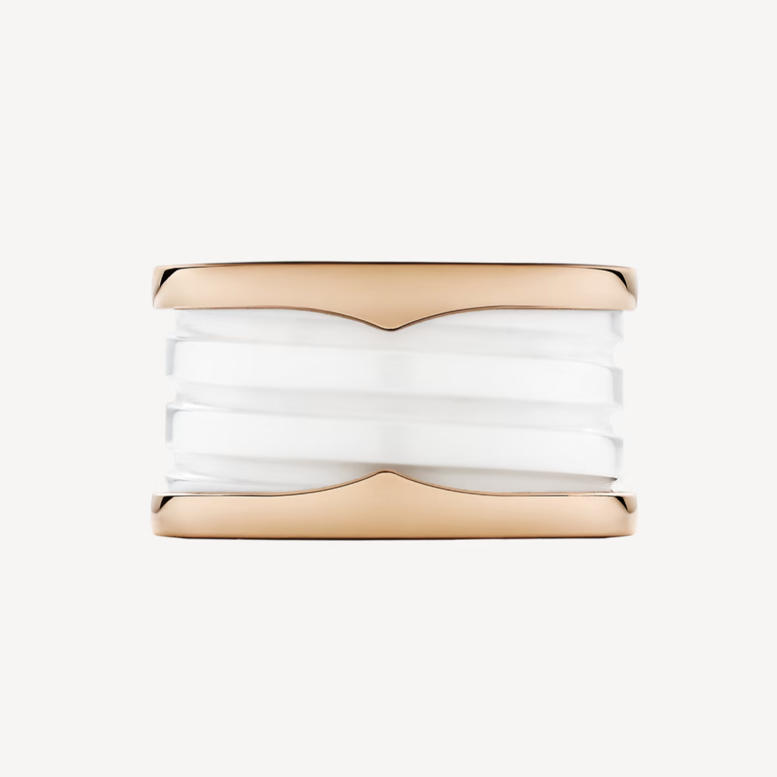 [Eterna Jewels]ZERO 1 VIERBAND-SCHLEIFEN UND WEISSER KERAMIK-SPIRALRING AUS ROSÉGOLD