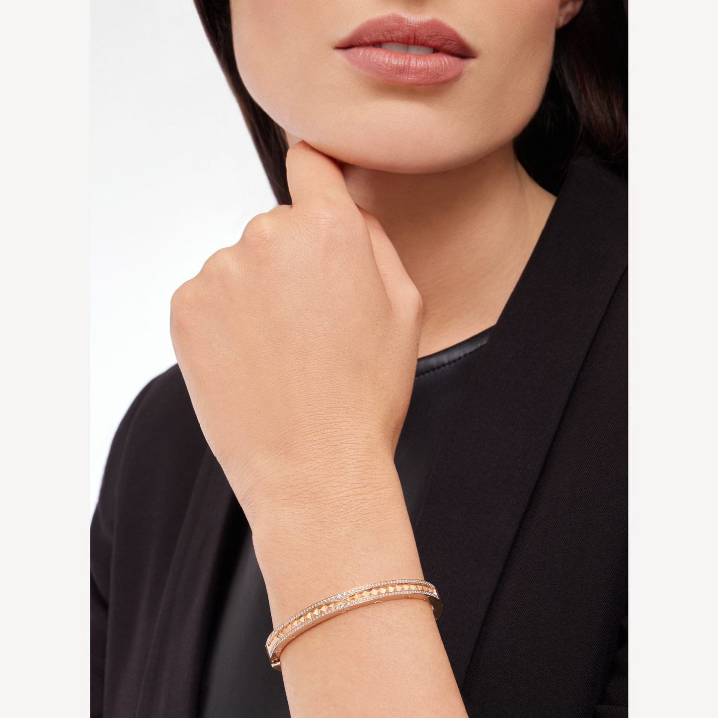 [Eterna Jewels]ZERO 1 SPIRALE MIT DIAMANTEN BESETZTES ARMREIF AUS ROSÉGOLD