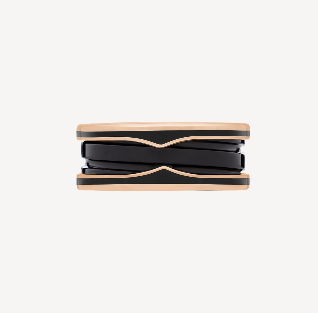 [Eterna Jewels]ZERO 1 TWO-BAND MIT MATTSCHWARZEM KERAMIK ROSÉGOLD RING