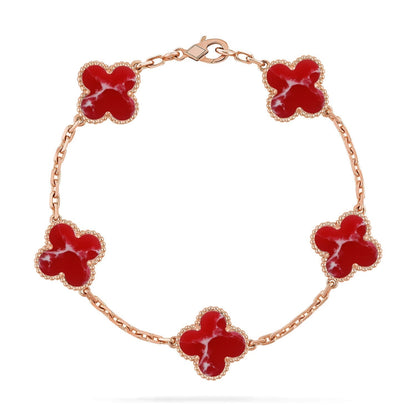 [Eterna Jewels]KLEE-ARMBAND-KOLLEKTION MIT 5 MOTIVEN ROTES MUSTER
