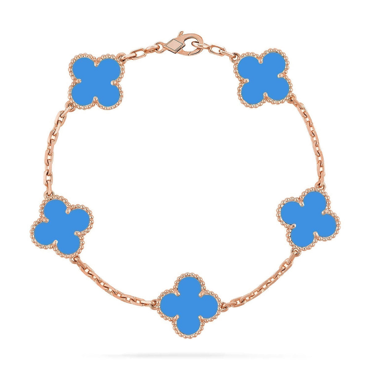 [Eterna Jewels] CLOVER 5 MOTIV BLAUER ACHAT ARMBAND KOLLEKTION