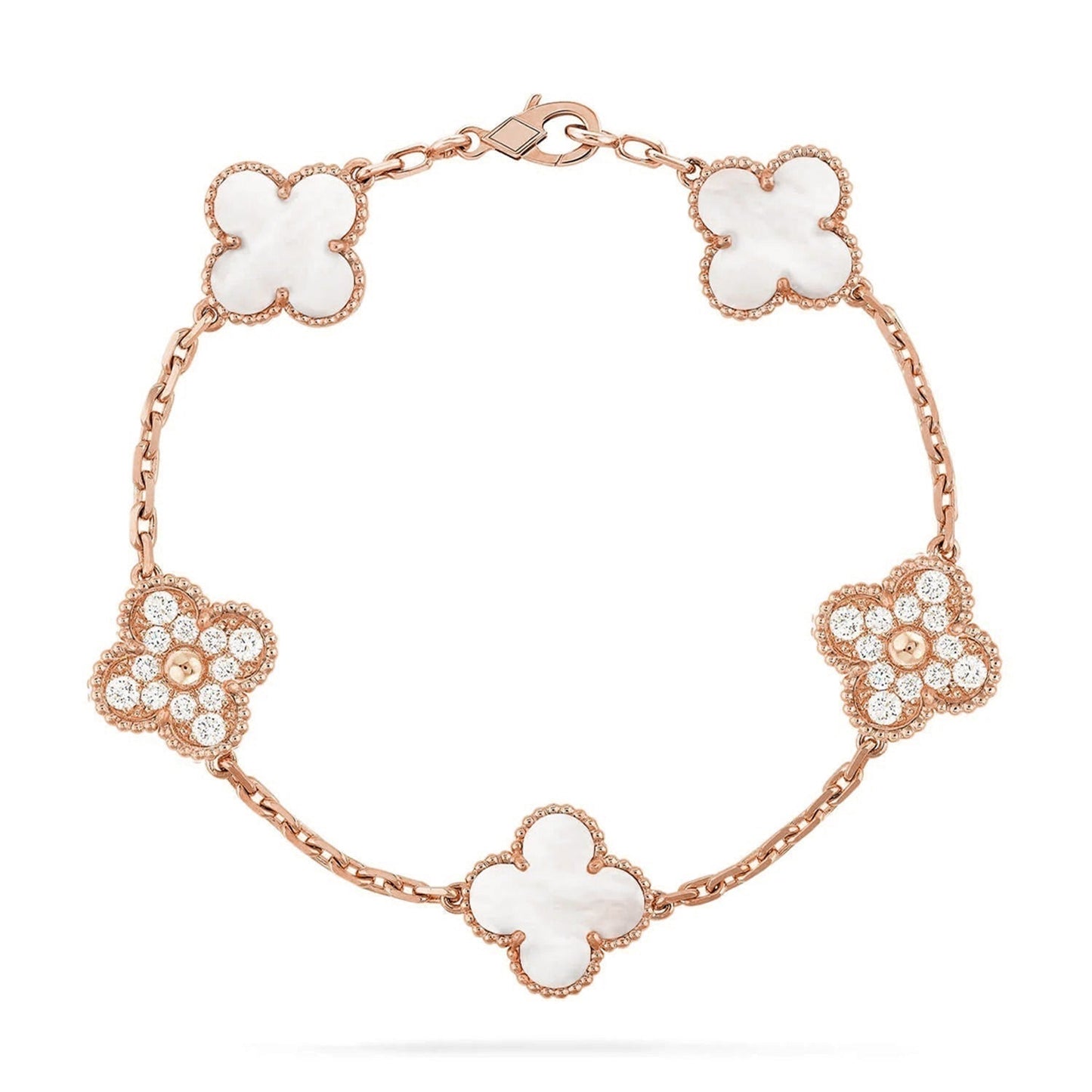 [Eterna Jewels]KLEE WEISSE PERLEN-PERLMUTT-5-MOTIV-ARMBAND-KOLLEKTION