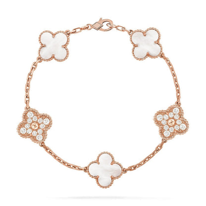 [Eterna Jewels]KLEE WEISSE PERLEN-PERLMUTT-5-MOTIV-ARMBAND-KOLLEKTION