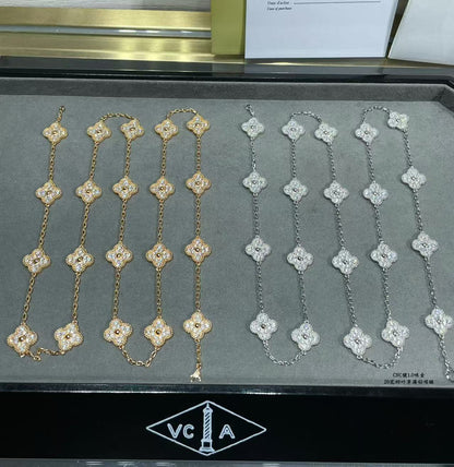 [Eterna Jewels]KLEE-HALSKETTE MIT 20 MOTIVEN UND VOLLBESATZ