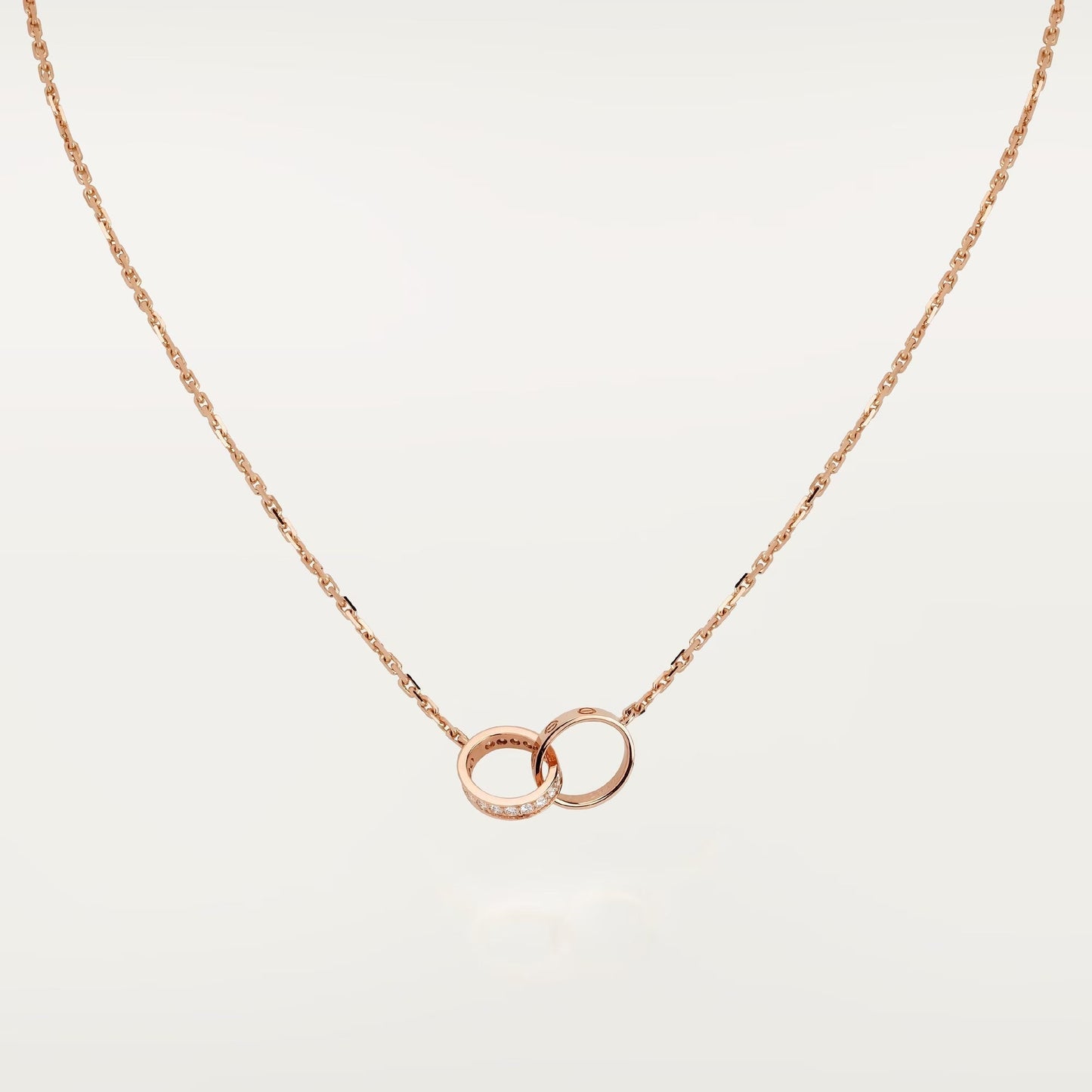 [Eterna Jewels]LOVE DOUBLE RING HALF DIAMOND NECKLACE