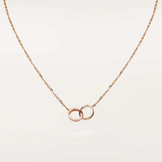 [Eterna Jewels]LOVE DOUBLE RING HALF DIAMOND NECKLACE
