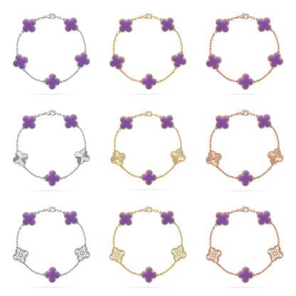 [Eterna Jewels]KLEEBKATTEN ARMBAND KOLLEKTION MIT 5 MOTIVEN IN HELLVIOLETT