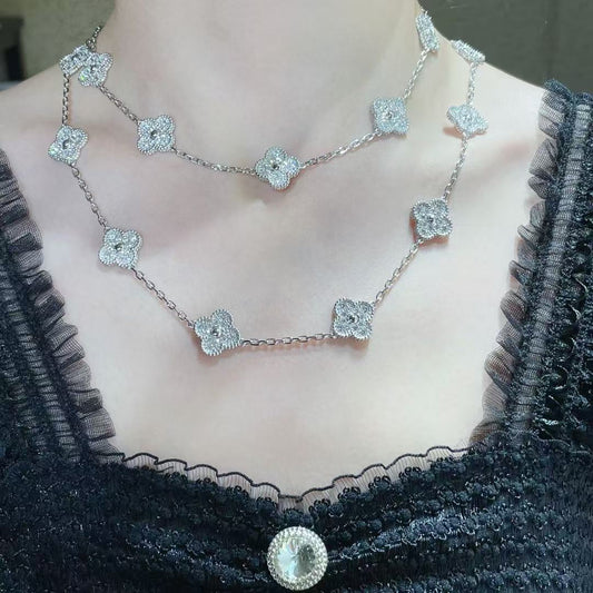 [Eterna Jewels]KLEE-HALSKETTE MIT 20 MOTIVEN UND VOLLBESATZ