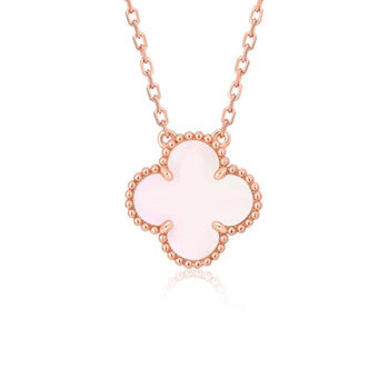 [Eterna Jewels]CLOVER 15MM ROSAFARBENES PERLMUTT-EINZELBLÜTEN-HALSKETTE