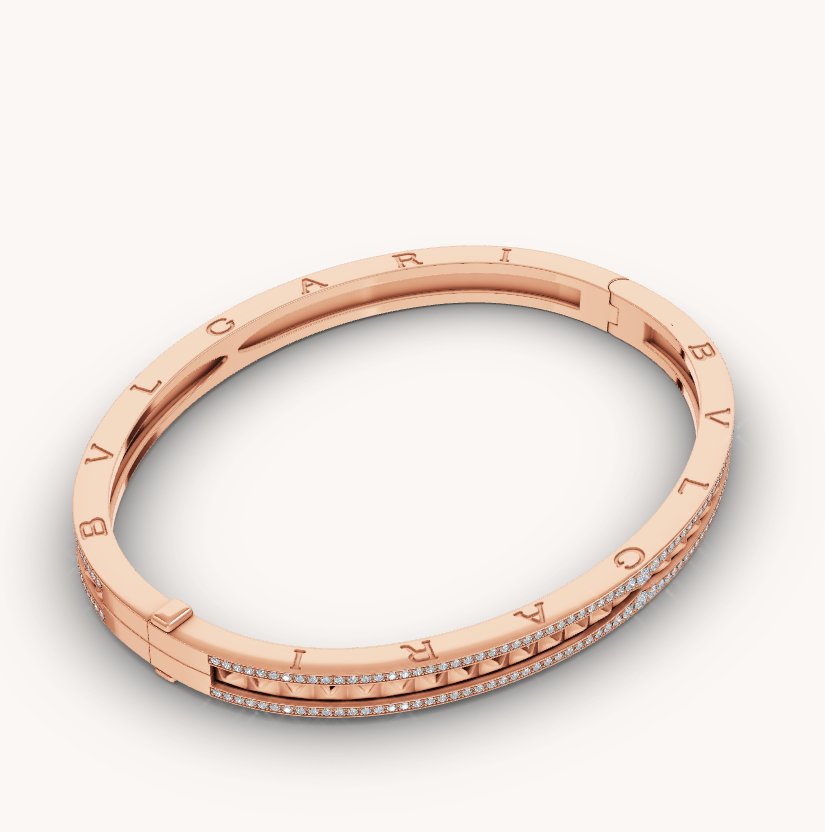 [Eterna Jewels]ZERO 1 SPIRALE MIT DIAMANTEN BESETZTES ARMREIF AUS ROSÉGOLD