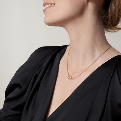 [Eterna Jewels]LOVE DOUBLE RING HALF DIAMOND NECKLACE