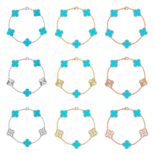 [Eterna Jewels] KLEEBRAUM 5 MOTIV TÜRKIS ARMBAND KOLLEKTION