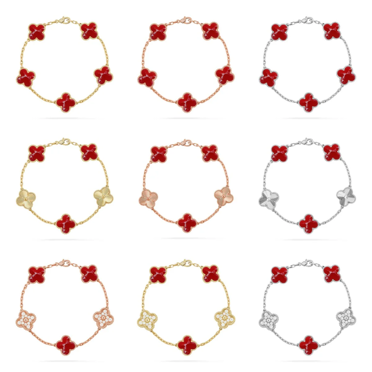 [Eterna Jewels]KLEE-ARMBAND-KOLLEKTION MIT 5 MOTIVEN ROTES MUSTER