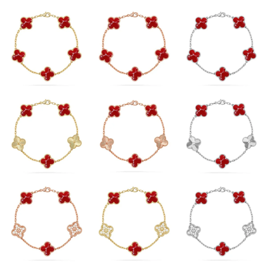 [Eterna Jewels]KLEE-ARMBAND-KOLLEKTION MIT 5 MOTIVEN ROTES MUSTER