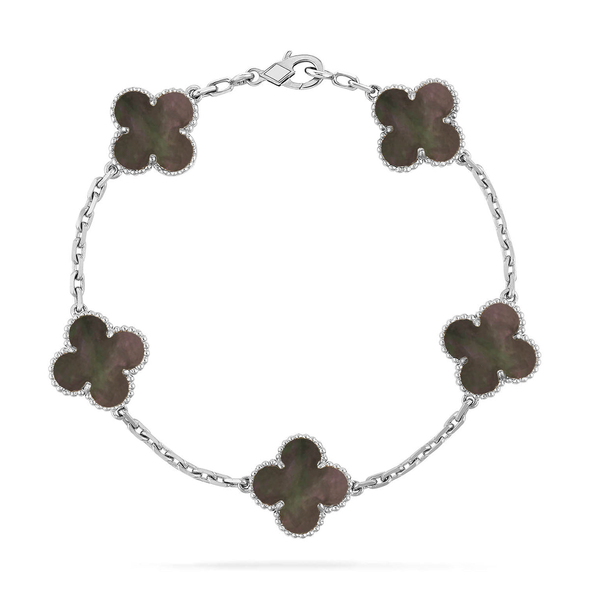 [Eterna Jewels] CLOVER 5 MOTIV GRAUES PERLMUTT-ARMBAND KOLLEKTION
