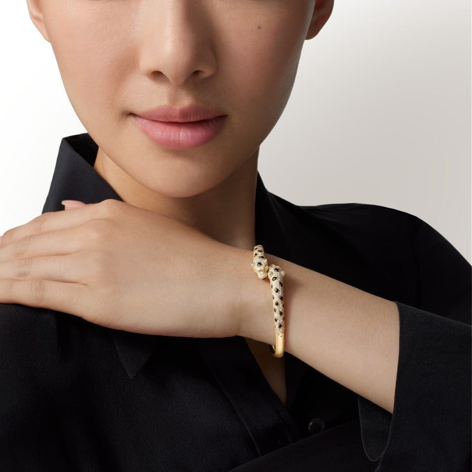[Eterna Jewels]PANTHERE DOUBLE HEADED HALF DIAMOND OPEN BRACELET