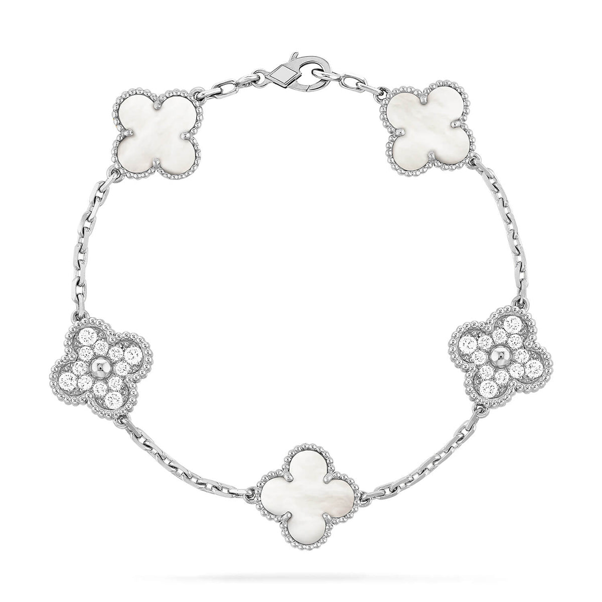 [Eterna Jewels]KLEE WEISSE PERLEN-PERLMUTT-5-MOTIV-ARMBAND-KOLLEKTION
