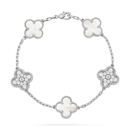 [Eterna Jewels]KLEE WEISSE PERLEN-PERLMUTT-5-MOTIV-ARMBAND-KOLLEKTION