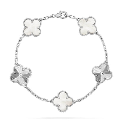 [Eterna Jewels]KLEE WEISSE PERLEN-PERLMUTT-5-MOTIV-ARMBAND-KOLLEKTION