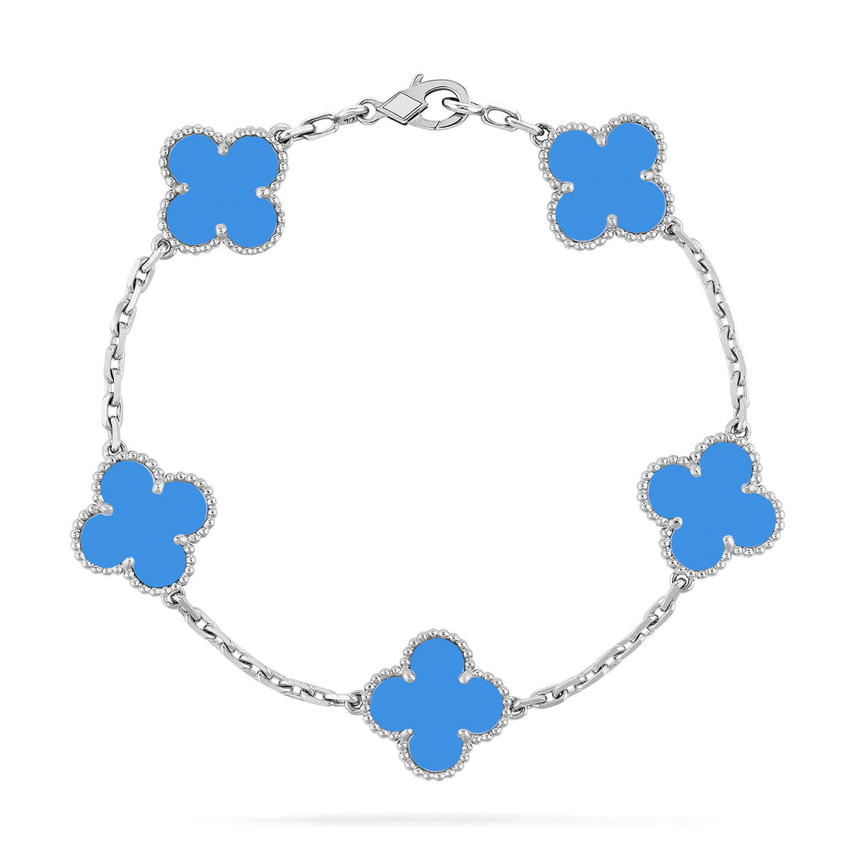 [Eterna Jewels] CLOVER 5 MOTIV BLAUER ACHAT ARMBAND KOLLEKTION