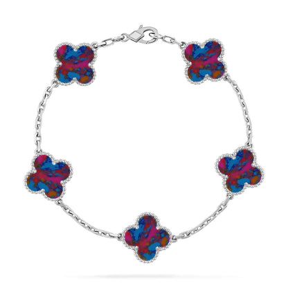 [Eterna Jewels]KLEEBRISE 5 MOTIV FARBIGE EDELSTEINE ARMBAND KOLLEKTION