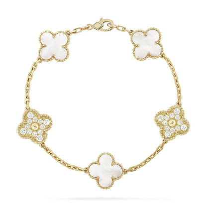 [Eterna Jewels]KLEE WEISSE PERLEN-PERLMUTT-5-MOTIV-ARMBAND-KOLLEKTION