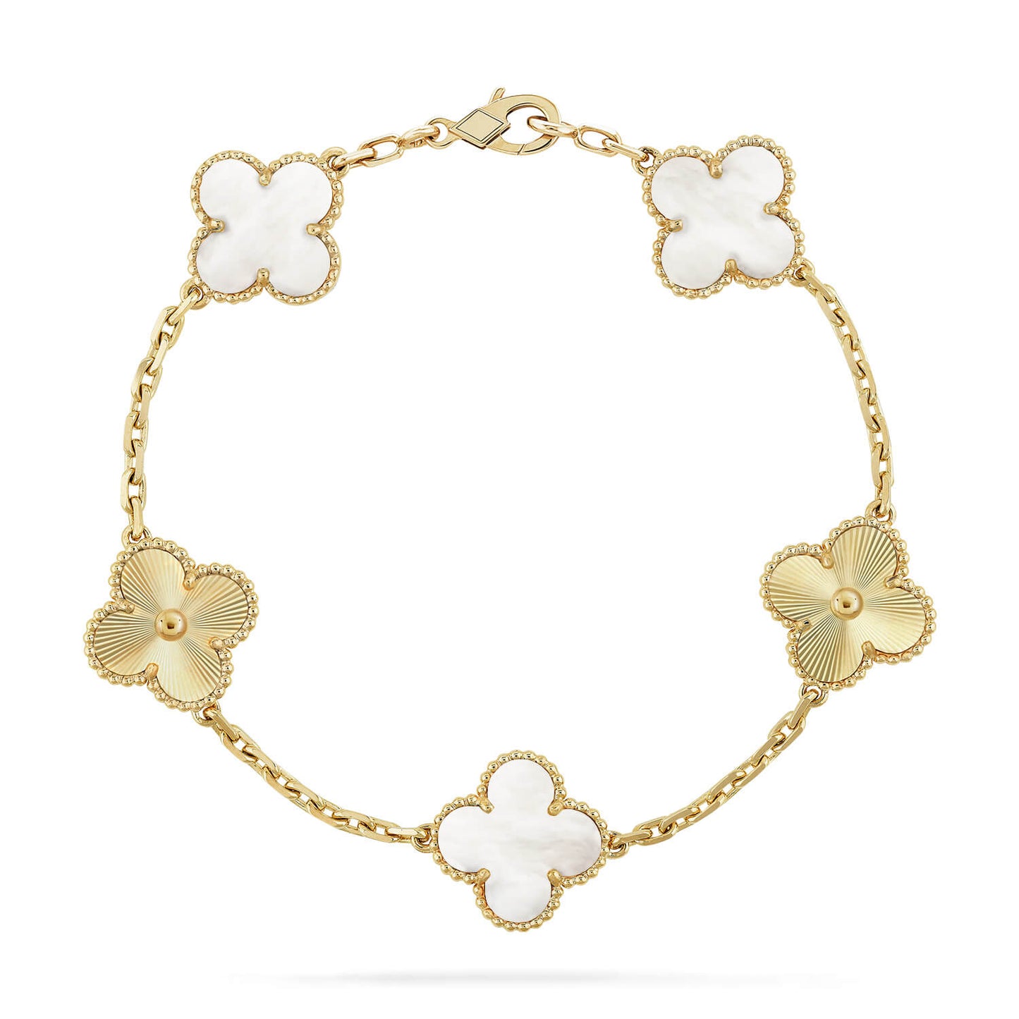 [Eterna Jewels]KLEE WEISSE PERLEN-PERLMUTT-5-MOTIV-ARMBAND-KOLLEKTION