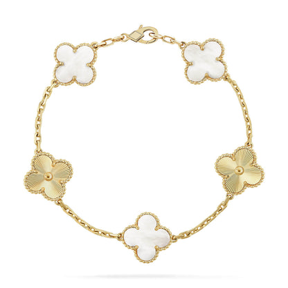 [Eterna Jewels]KLEE WEISSE PERLEN-PERLMUTT-5-MOTIV-ARMBAND-KOLLEKTION