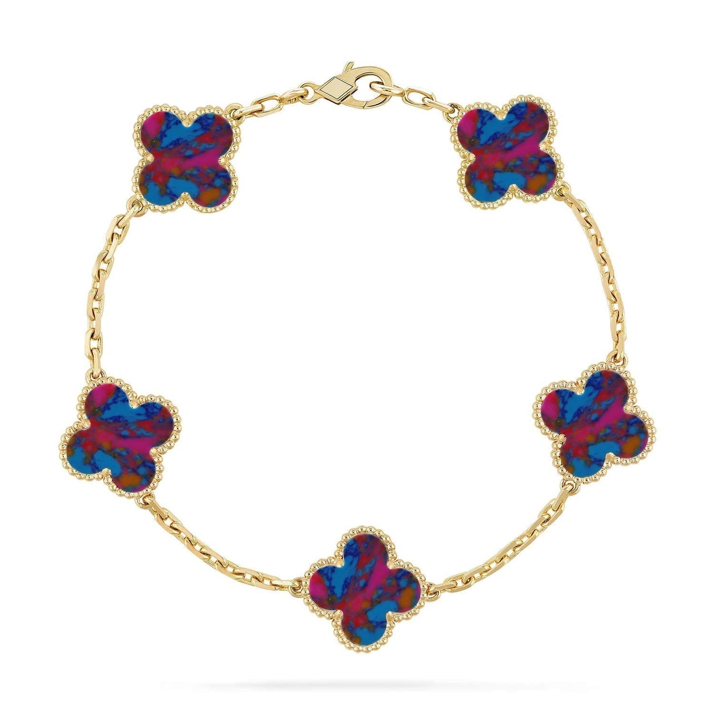 [Eterna Jewels]KLEEBRISE 5 MOTIV FARBIGE EDELSTEINE ARMBAND KOLLEKTION