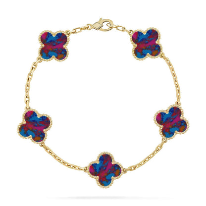 [Eterna Jewels]KLEEBRISE 5 MOTIV FARBIGE EDELSTEINE ARMBAND KOLLEKTION