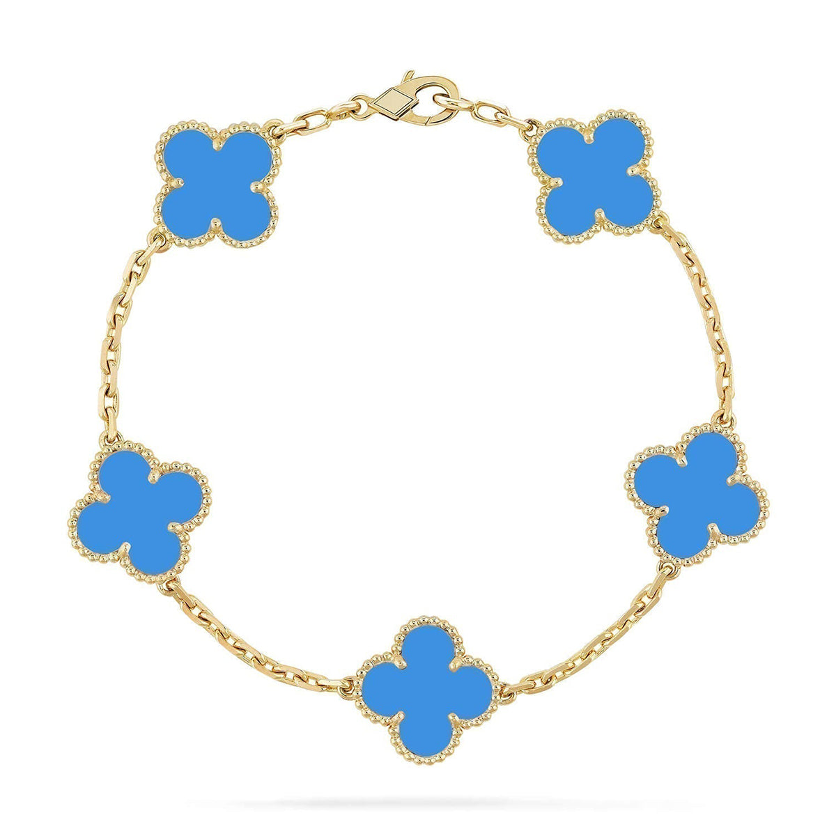 [Eterna Jewels] CLOVER 5 MOTIV BLAUER ACHAT ARMBAND KOLLEKTION