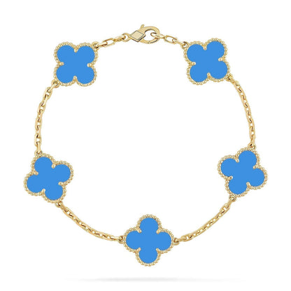 [Eterna Jewels] CLOVER 5 MOTIV BLAUER ACHAT ARMBAND KOLLEKTION