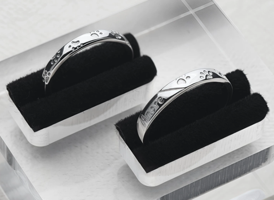 Platinum Puppy Couple Rings