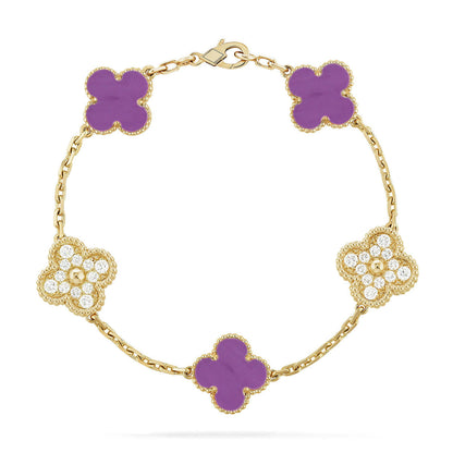 [Eterna Jewels] KLEEBRAUM 5 MOTIV VIOLETT ARMBAND KOLLEKTION