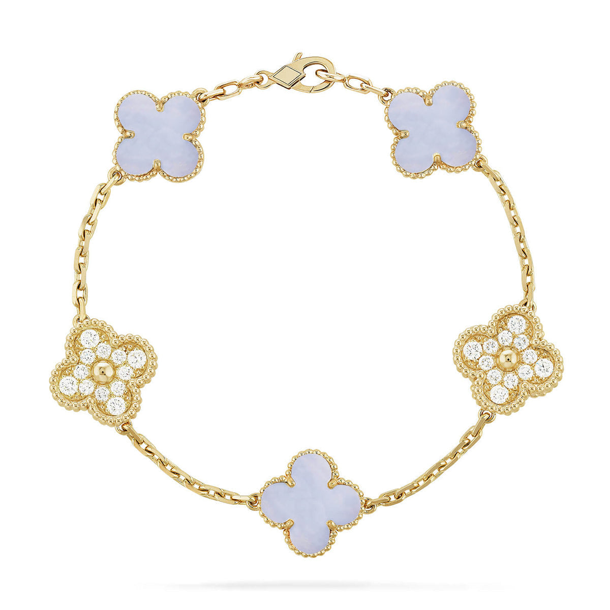 [Eterna Jewels] KLEEBRAUM 5 MOTIV VIOLETTER CHALCEDON ARMBAND KOLLEKTION