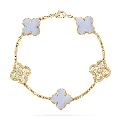 [Eterna Jewels] KLEEBRAUM 5 MOTIV VIOLETTER CHALCEDON ARMBAND KOLLEKTION