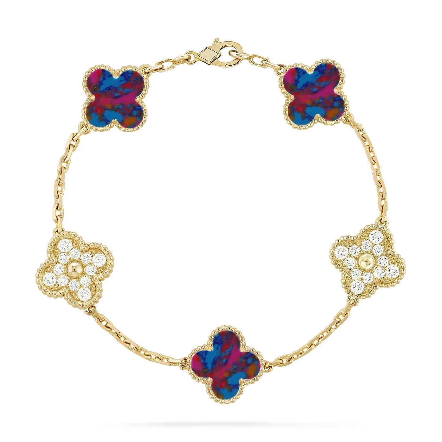 [Eterna Jewels]KLEEBRISE 5 MOTIV FARBIGE EDELSTEINE ARMBAND KOLLEKTION