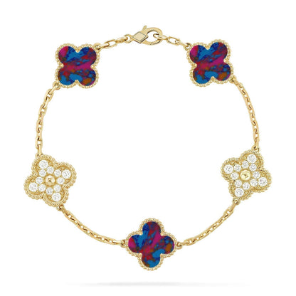 [Eterna Jewels]KLEEBRISE 5 MOTIV FARBIGE EDELSTEINE ARMBAND KOLLEKTION