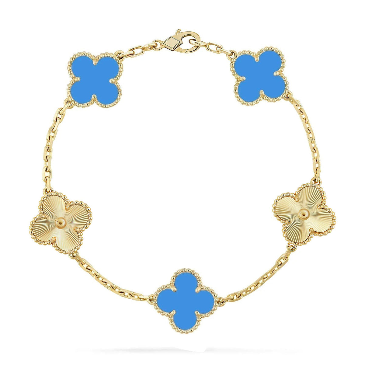 [Eterna Jewels] CLOVER 5 MOTIV BLAUER ACHAT ARMBAND KOLLEKTION