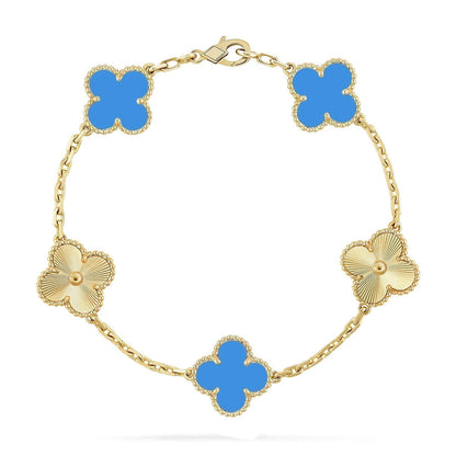 [Eterna Jewels] CLOVER 5 MOTIV BLAUER ACHAT ARMBAND KOLLEKTION