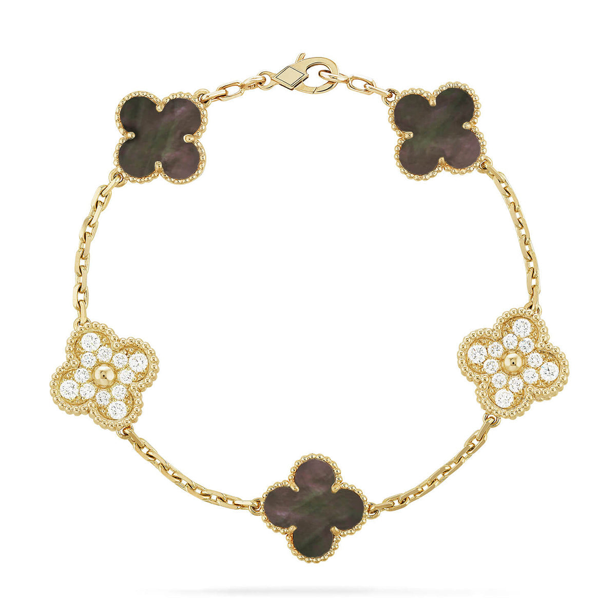 [Eterna Jewels] CLOVER 5 MOTIV GRAUES PERLMUTT-ARMBAND KOLLEKTION