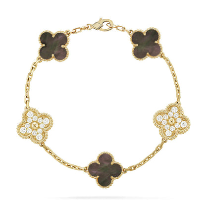 [Eterna Jewels] CLOVER 5 MOTIV GRAUES PERLMUTT-ARMBAND KOLLEKTION