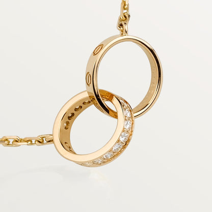 [Eterna Jewels]LOVE DOUBLE RING HALF DIAMOND NECKLACE