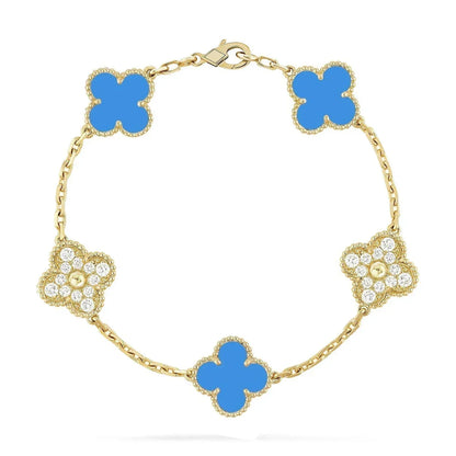 [Eterna Jewels] CLOVER 5 MOTIV BLAUER ACHAT ARMBAND KOLLEKTION