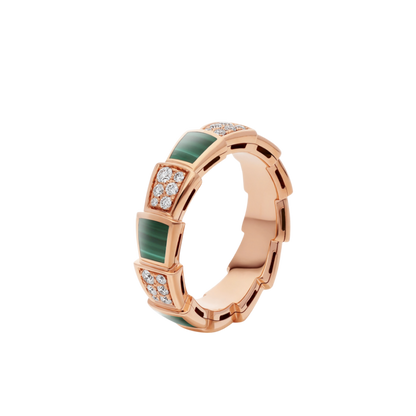 [Eterna Jewels]SERPENTI RING ROSÉGOLD MALACHIT DIAMANTEN PAVÉ 4MM